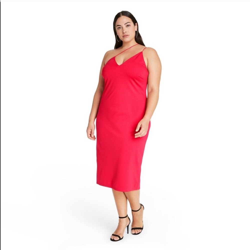 NWT Cushnie x Target Asymmetrical Midi Dress Red